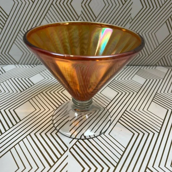 Vintage Marigold Carnival Glass Footed Dish - Picture 1 of 11